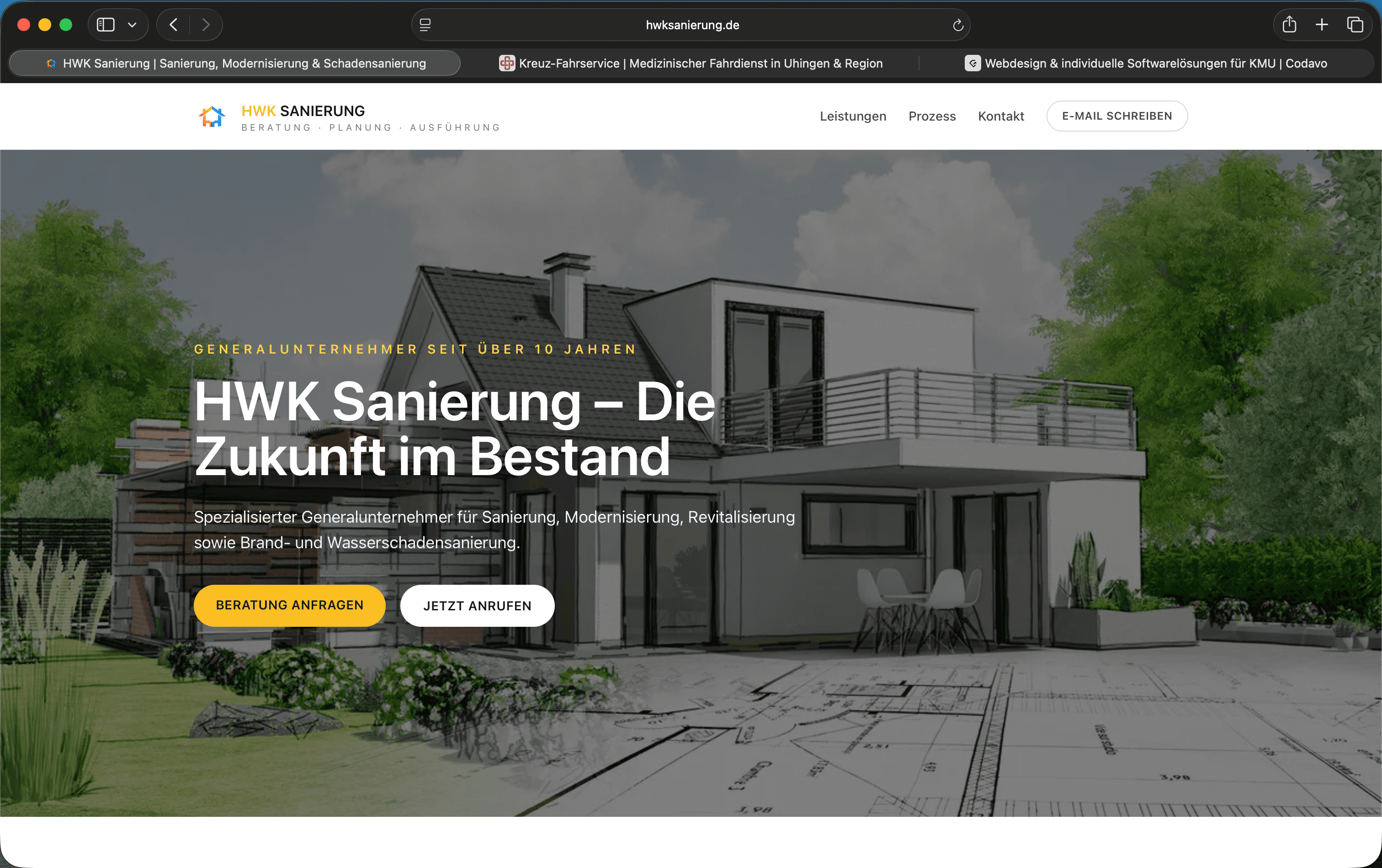 Hero-Screenshot HWK Sanierung