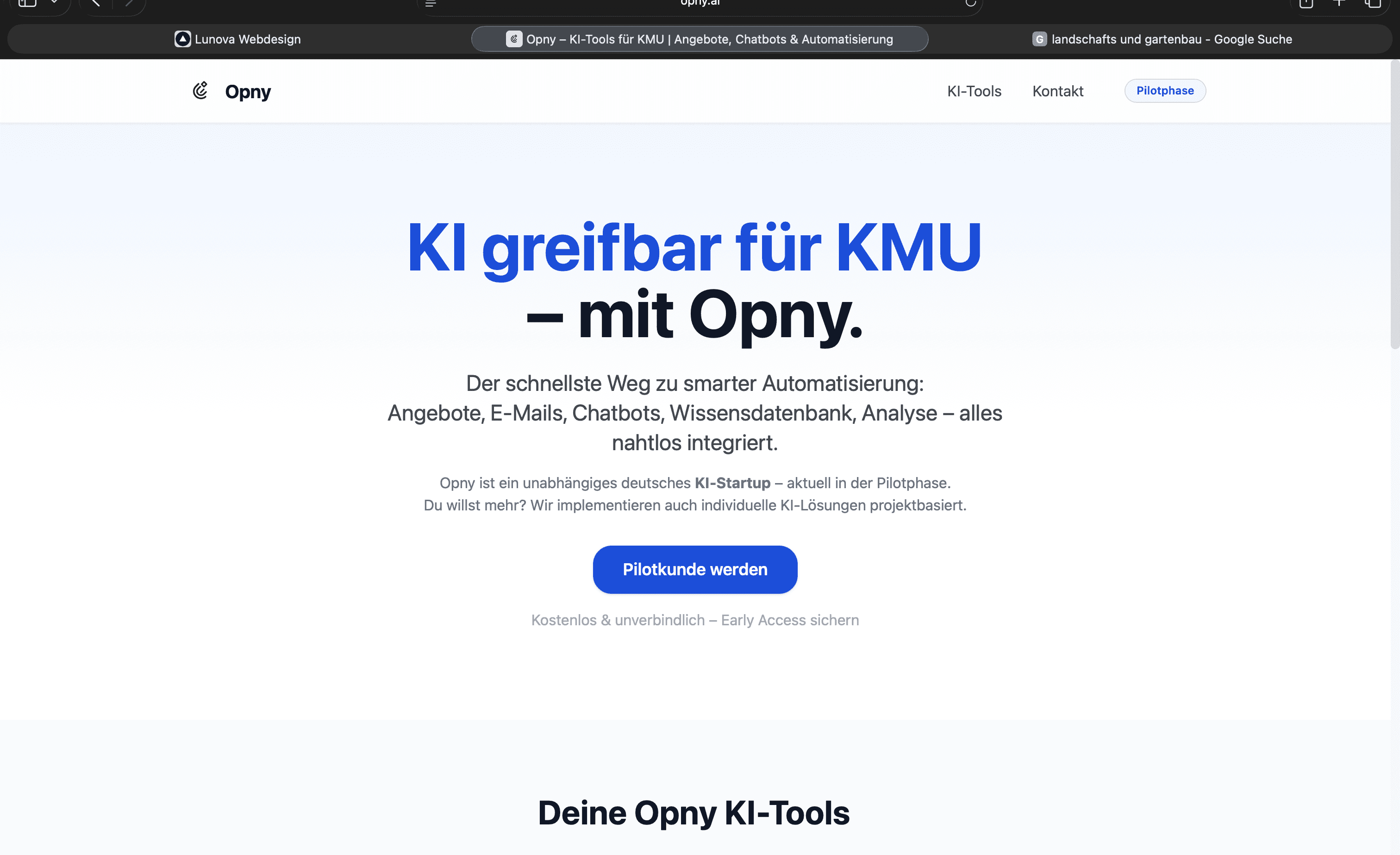 Hero-Screenshot Opny AI